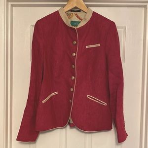 Women’s Schneiders Blazer Linen Size 8 Ricarda Maroon Military Style Jacket